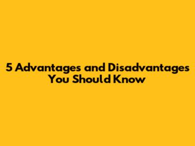 5 Advantages and Disadvantages You Should Know