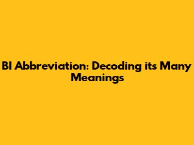 BI Abbreviation: Decoding its Many Meanings