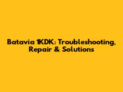 Batavia 1KDK: Troubleshooting, Repair & Solutions