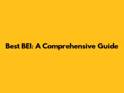 Best BEI: A Comprehensive Guide