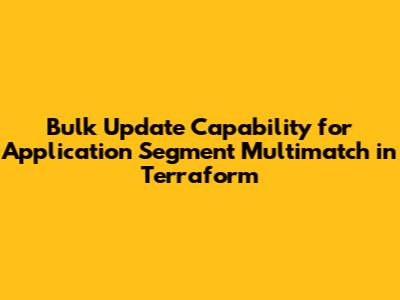 Bulk Update Capability for Application Segment Multimatch in Terraform