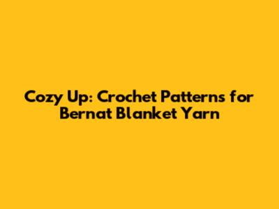 Cozy Up: Crochet Patterns for Bernat Blanket Yarn