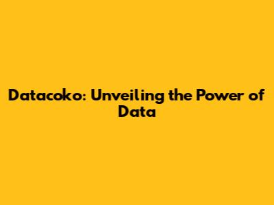 Datacoko: Unveiling the Power of Data