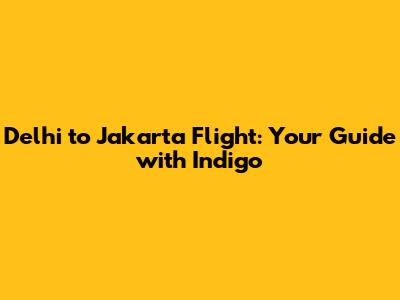Delhi to Jakarta Flight: Your Guide with Indigo