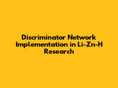 Discriminator Network Implementation in Li-Zn-H Research