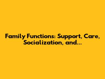 Family Functions: Support, Care, Socialization, and...