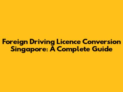 Foreign Driving Licence Conversion Singapore: A Complete Guide