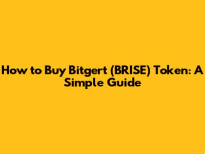 How to Buy Bitgert (BRISE) Token: A Simple Guide