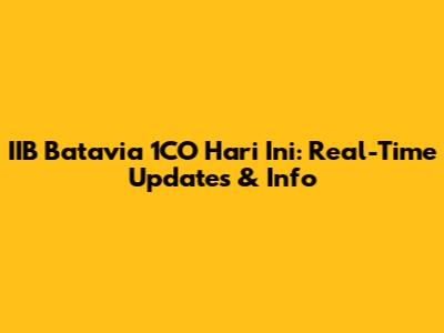 IIB Batavia 1CO Hari Ini: Real-Time Updates & Info