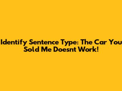 Identify Sentence Type: 'The Car You Sold Me Doesn't Work!'