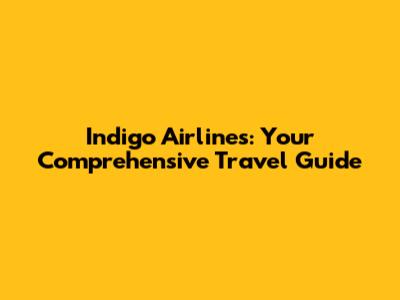 Indigo Airlines: Your Comprehensive Travel Guide