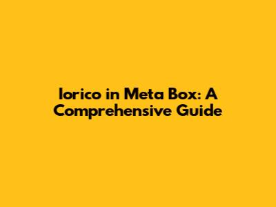 Iorico in Meta Box: A Comprehensive Guide