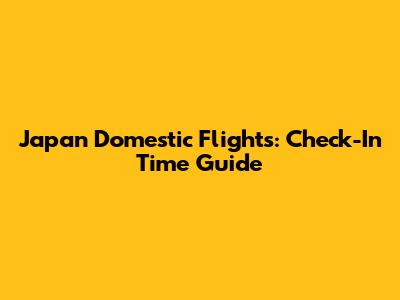 Japan Domestic Flights: Check-In Time Guide