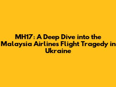 MH17: A Deep Dive into the Malaysia Airlines Flight Tragedy in Ukraine