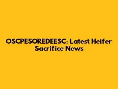 OSCPESOREDEESC: Latest Heifer Sacrifice News