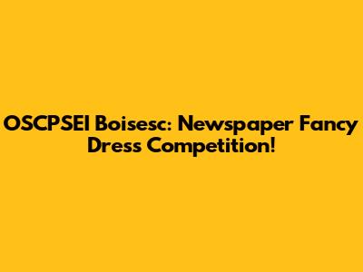 OSCPSEI Boisesc: Newspaper Fancy Dress Competition!