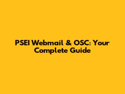 PSEI Webmail & OSC: Your Complete Guide