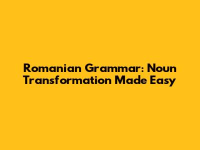 Romanian Grammar: Noun Transformation Made Easy