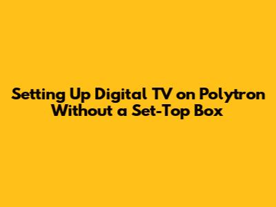 Setting Up Digital TV on Polytron Without a Set-Top Box