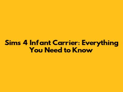 Sims 4 Infant Carrier: Everything You Need to Know