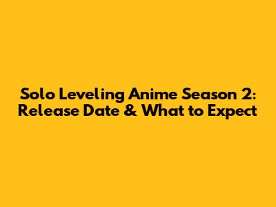 Solo Leveling Anime Season 2: Release Date & What to Expect
