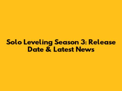 Solo Leveling Season 3: Release Date & Latest News