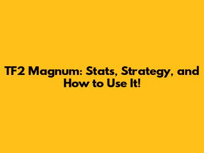 TF2 Magnum: Stats, Strategy, and How to Use It!