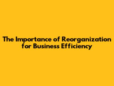 The Importance of Reorganization for Business Efficiency