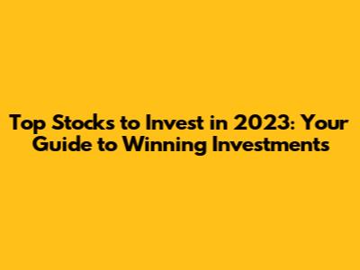 Top Stocks to Invest in 2023: Your Guide to Winning Investments