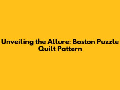 Unveiling the Allure: Boston Puzzle Quilt Pattern