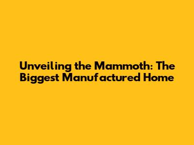 Unveiling the Mammoth: The Biggest Manufactured Home
