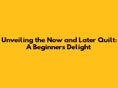 Unveiling the Now and Later Quilt: A Beginner's Delight