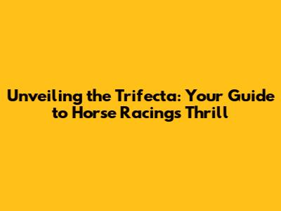 Unveiling the Trifecta: Your Guide to Horse Racing's Thrill