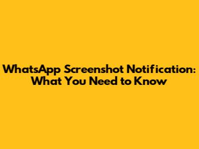 WhatsApp Screenshot Notification: What You Need to Know